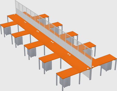 Shared l-shape cubicle