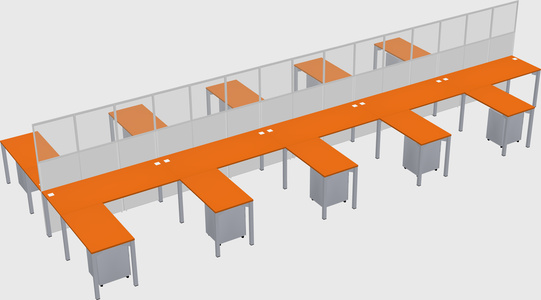 Shared l-shape cubicle