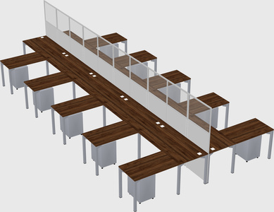 Shared l-shape cubicle