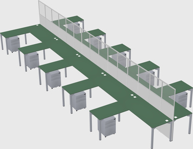 Shared l-shape cubicle
