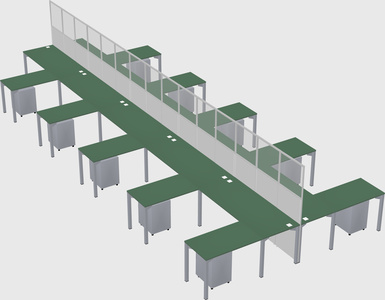 Shared l-shape cubicle
