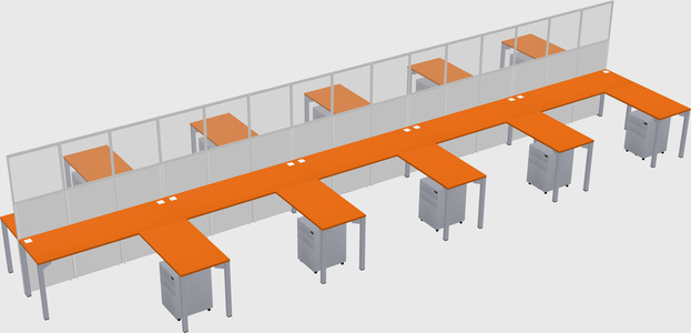 Shared l-shape cubicle