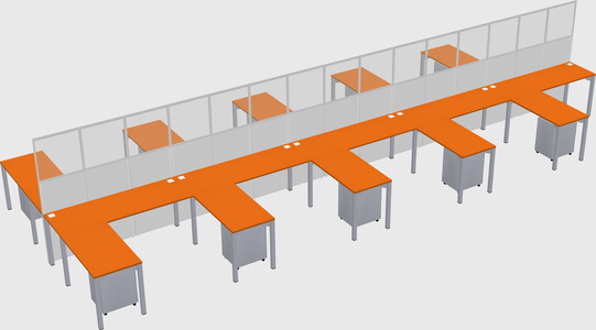 Shared l-shape cubicle