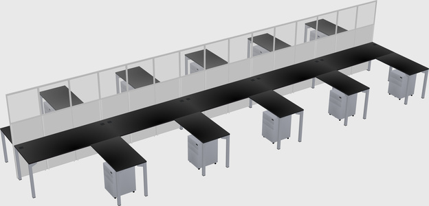 Shared l-shape cubicle