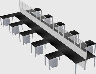 Shared l-shape cubicle