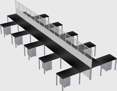 Shared l-shape cubicle