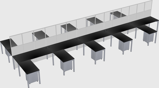 Shared l-shape cubicle