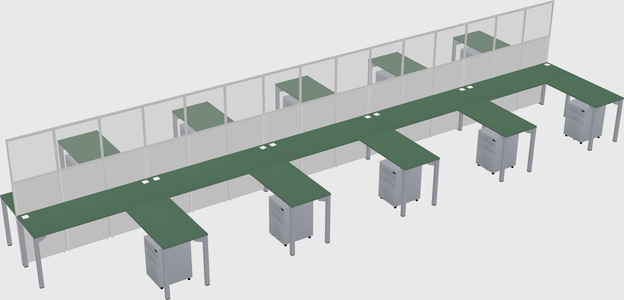 Shared l-shape cubicle