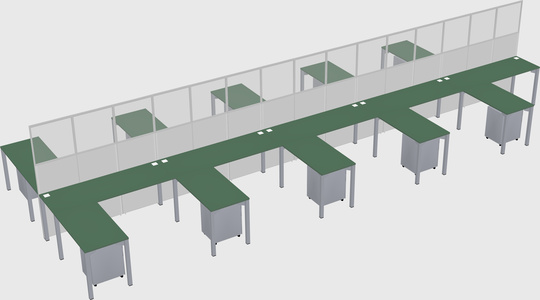 Shared l-shape cubicle