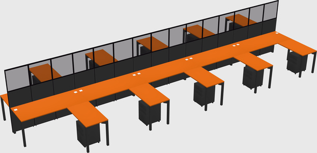 Shared l-shape cubicle