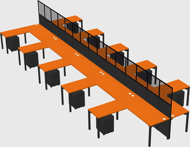 Shared l-shape cubicle