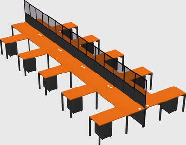 Shared l-shape cubicle