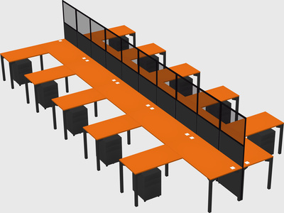 Shared l-shape cubicle