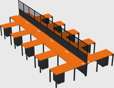 Shared l-shape cubicle