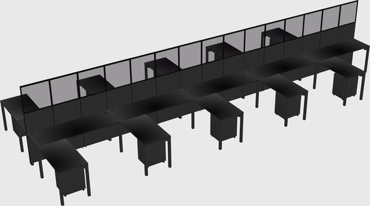 Shared l-shape cubicle