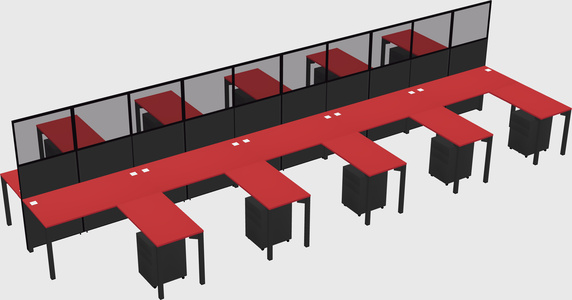 Shared l-shape cubicle