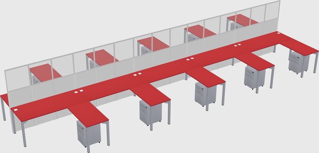 Shared l-shape cubicle