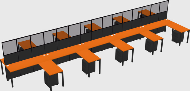 Shared l-shape cubicle