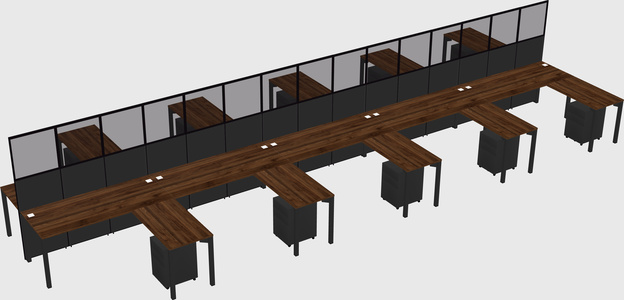 Shared l-shape cubicle