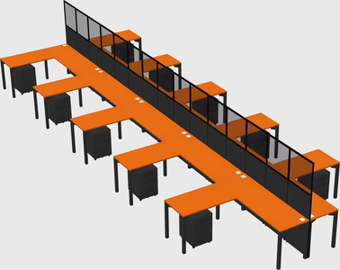 Shared l-shape cubicle