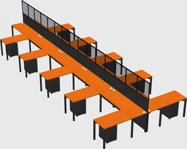 Shared l-shape cubicle