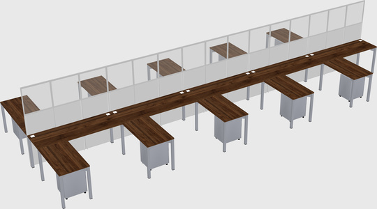 Shared l-shape cubicle