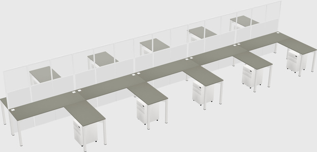 Shared l-shape cubicle