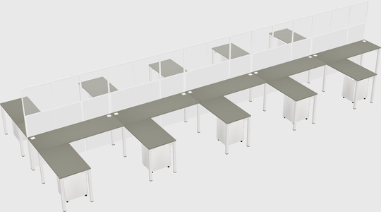 Shared l-shape cubicle