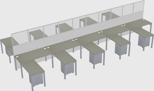 Shared l-shape cubicle
