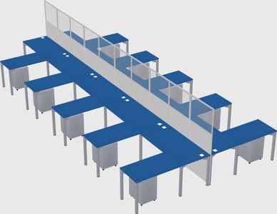 Shared l-shape cubicle