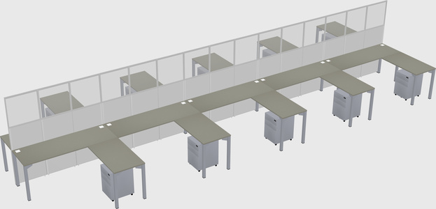 Shared l-shape cubicle