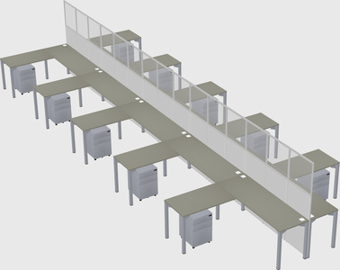 Shared l-shape cubicle