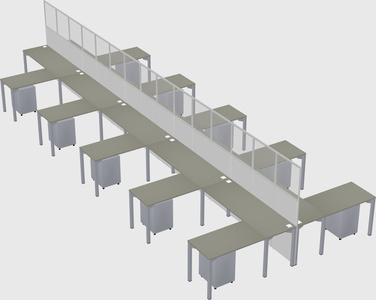 Shared l-shape cubicle