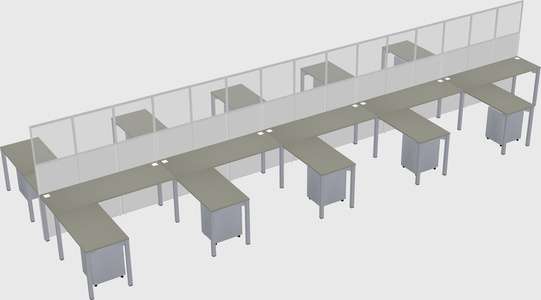 Shared l-shape cubicle