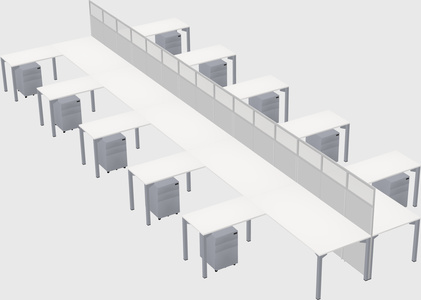 Shared l-shape cubicle