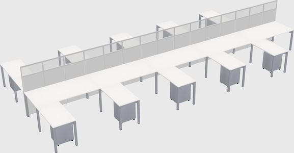 Shared l-shape cubicle