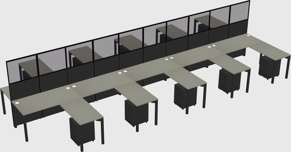 Shared l-shape cubicle