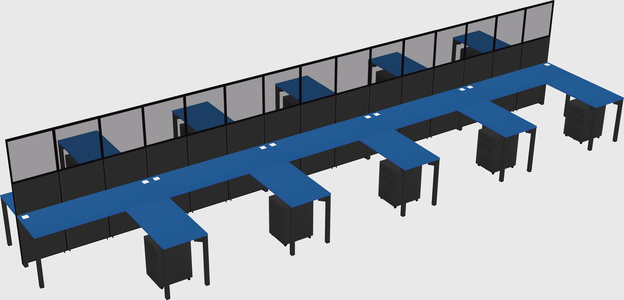 Shared l-shape cubicle