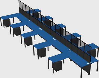 Shared l-shape cubicle