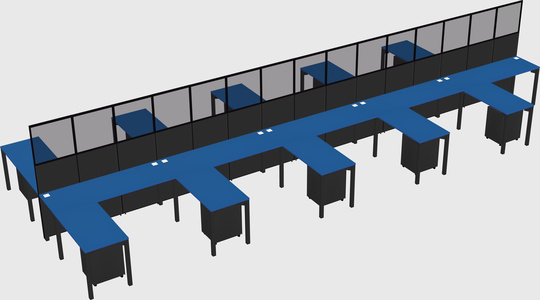 Shared l-shape cubicle