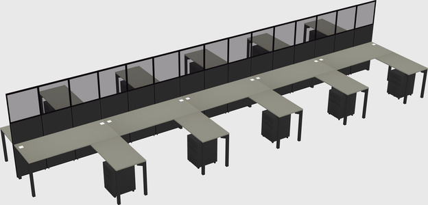 Shared l-shape cubicle