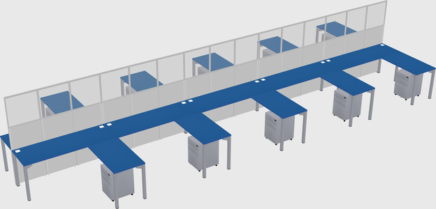 Shared l-shape cubicle