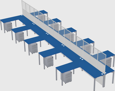 Shared l-shape cubicle