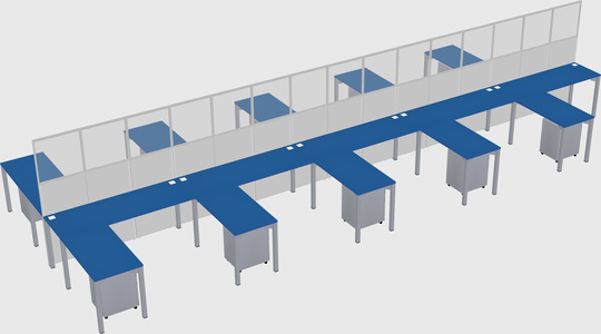 Shared l-shape cubicle