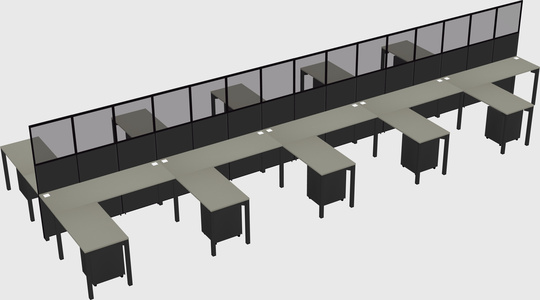 Shared l-shape cubicle