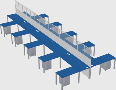 Shared l-shape cubicle