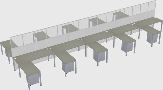 Shared l-shape cubicle