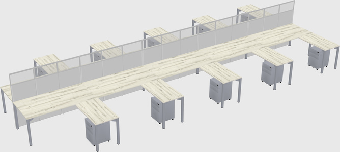 Shared l-shape cubicle