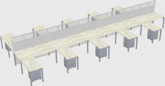 Shared l-shape cubicle