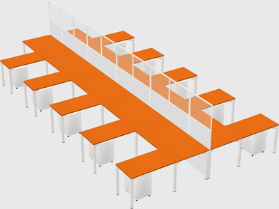 Shared l-shape cubicle